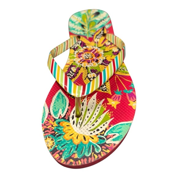 Vera Bradley Flip-Flops Bright Floral & Striped Thong Sandals Size 6 - Picture 2 of 6